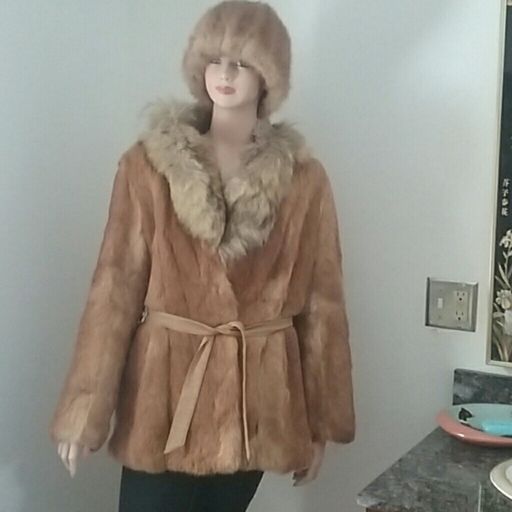 Genuine Rabbit fur fox collar coat - Picture 2 of 8